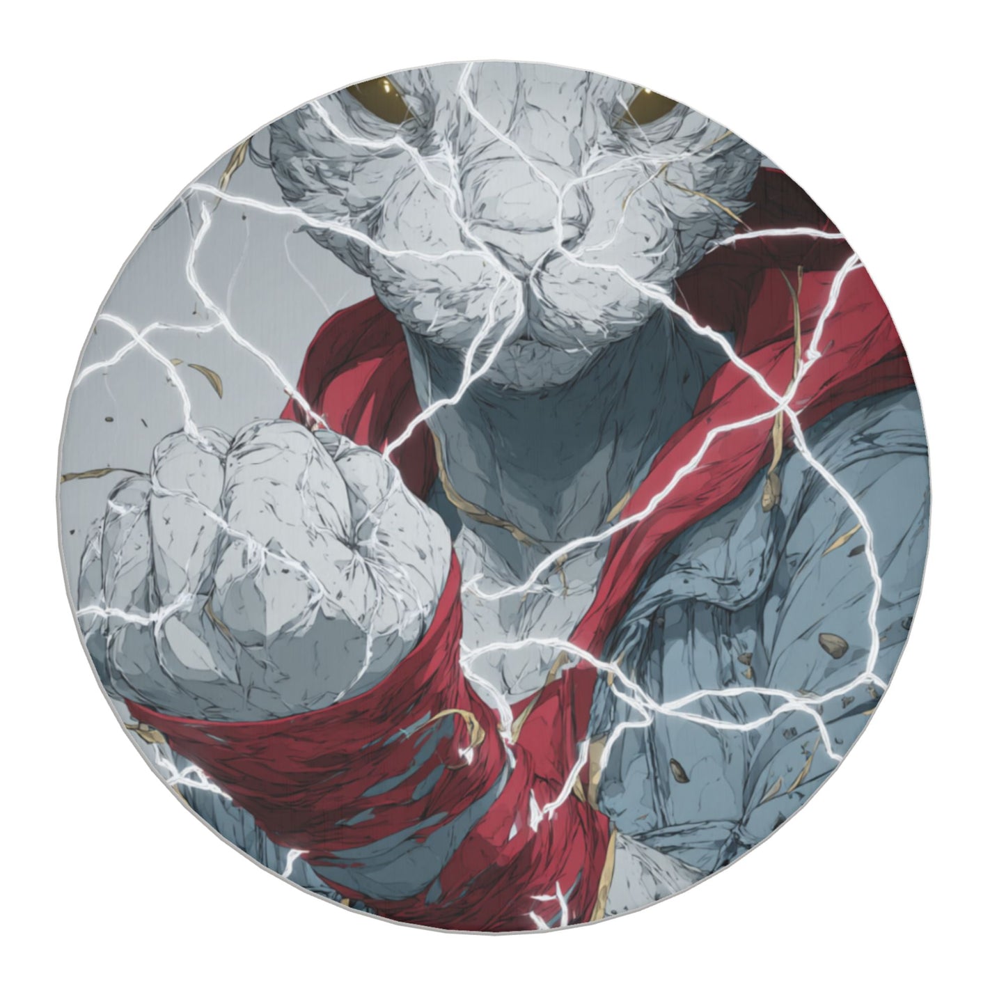 Round Diatomite Absorbent Coaster with Electric Cat Warrior Print – 4in Diameter