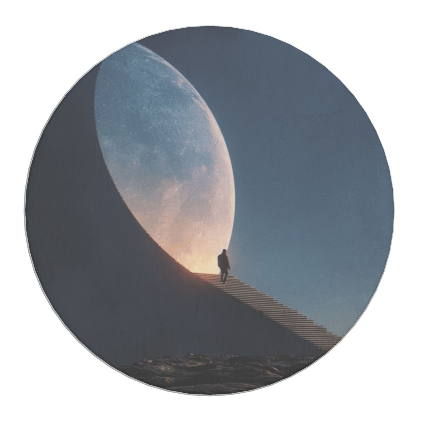 Moon Staircase Art Print Round Diatomite Coaster – 4" Absorbent and Heat-Resistant Drink Mat for Home and Office