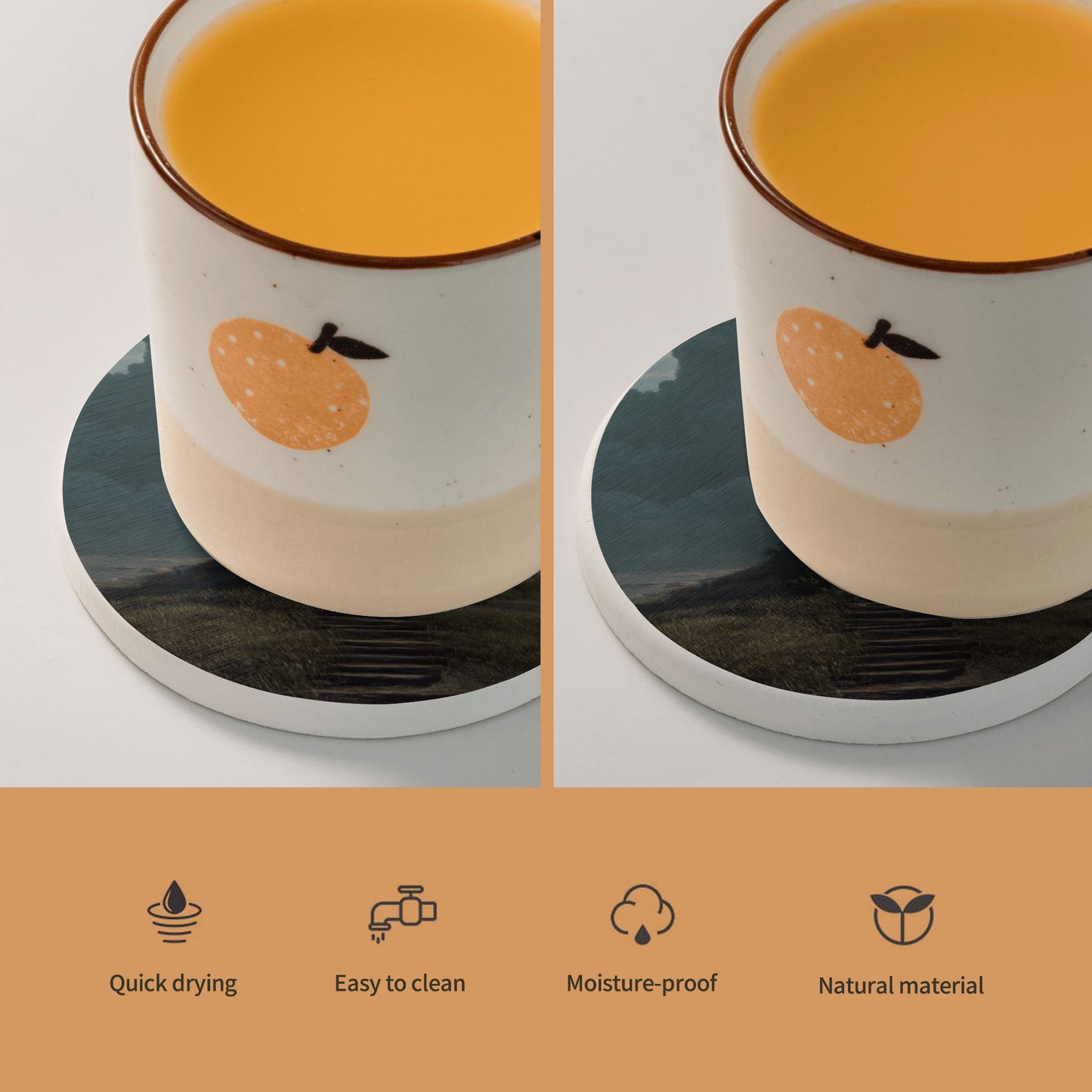Cloud Stairway Journey Round Diatomite Absorbent Coaster – 4" Art Drink Mat for Home and Office Décor