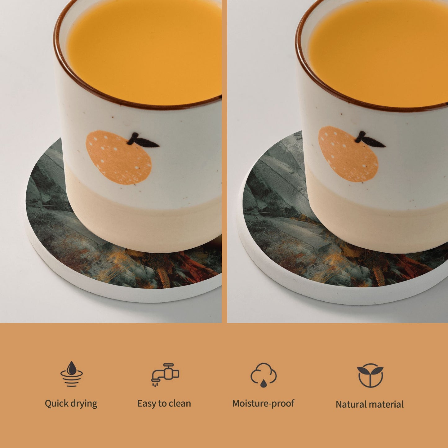 Round Diatomite Coaster with Female Warrior Portrait – 4in Absorbent, Non-Slip & Heat-Resistant