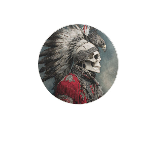 Vintage Indian Skull Pattern Diatomite Coaster – Round 4" Absorbent Non-Slip Heat-Resistant Stone Drink Mat for Home and Office Decor