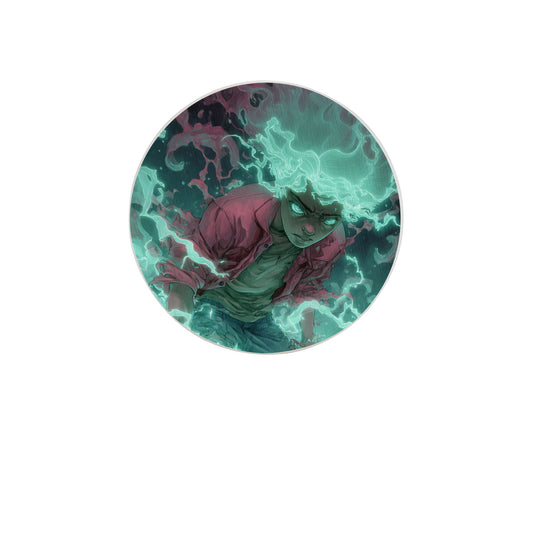 Round Diatomite Absorbent Coaster with Anime Energy Pattern – 4in Diameter