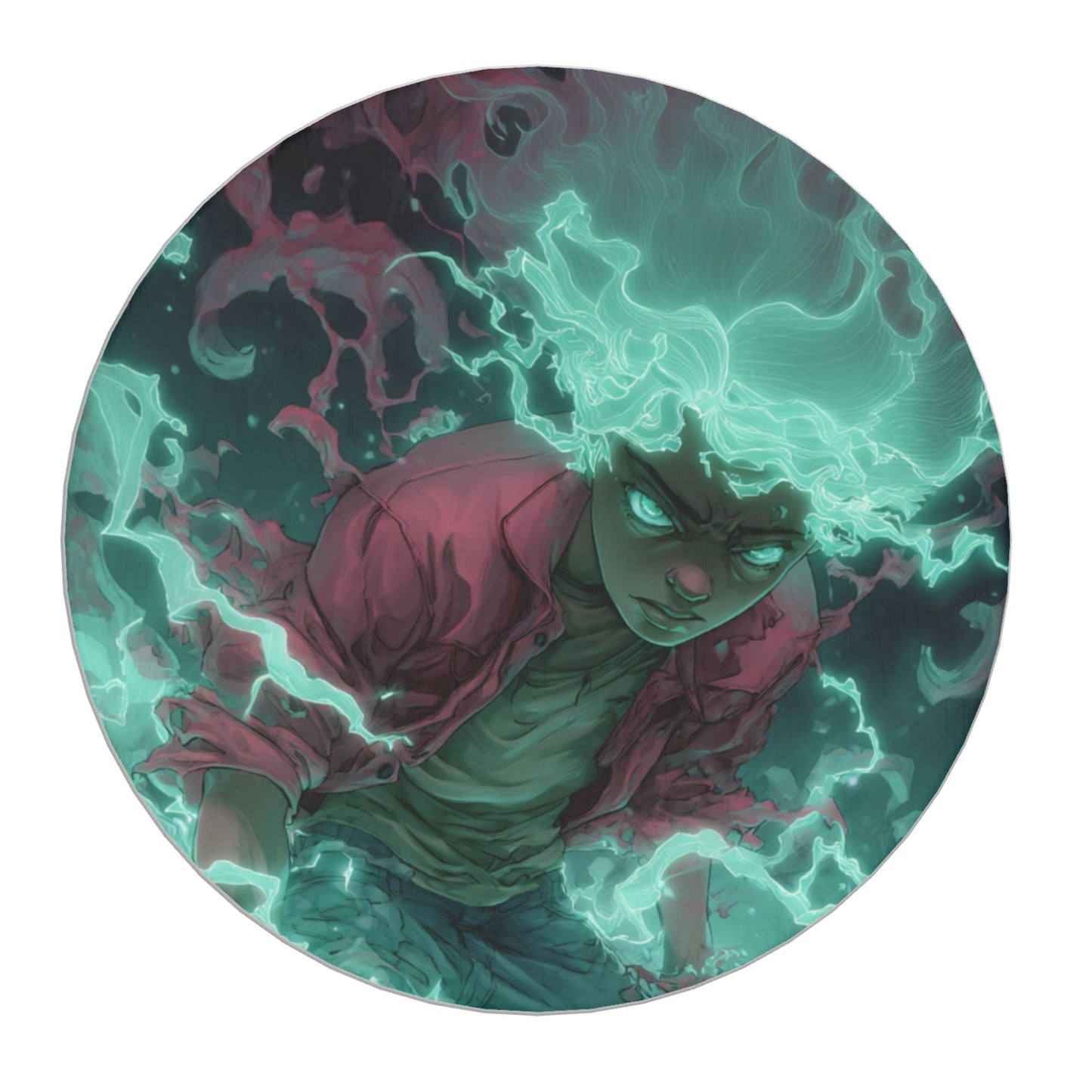 Round Diatomite Absorbent Coaster with Anime Energy Pattern – 4in Diameter