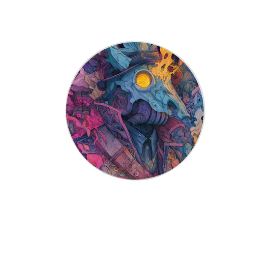 Abstract Skull Art Diatomite Coaster – 4" Round Highly Absorbent Heat-Resistant Non-Slip Cup Mat for Home Office Decor