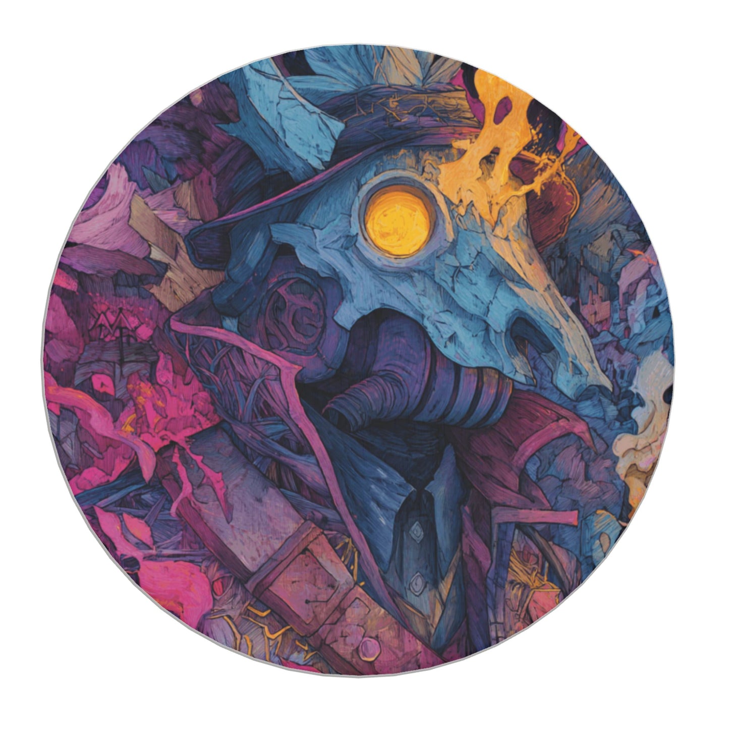 Abstract Skull Art Diatomite Coaster – 4" Round Highly Absorbent Heat-Resistant Non-Slip Cup Mat for Home Office Decor