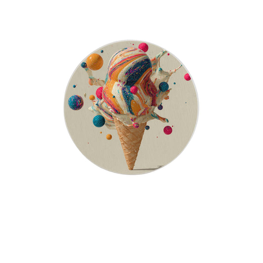 Round Diatomite Coaster with Colorful Ice Cream Illustration – 4in Absorbent Non-Slip Coaster
