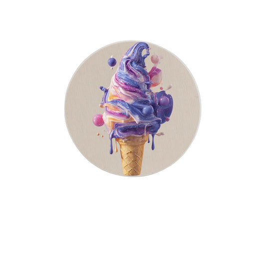 Colorful Ice Cream Print Round Diatomite Coaster – 4" Absorbent & Heat-Resistant Cup Mat for Home and Office Decor