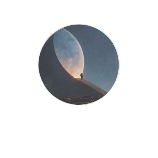 Moon Staircase Art Print Round Diatomite Coaster – 4" Absorbent and Heat-Resistant Drink Mat for Home and Office