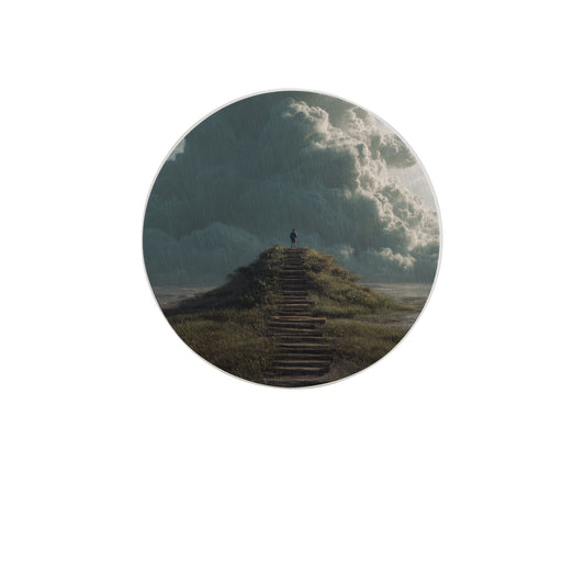 Cloud Stairway Journey Round Diatomite Absorbent Coaster – 4" Art Drink Mat for Home and Office Décor