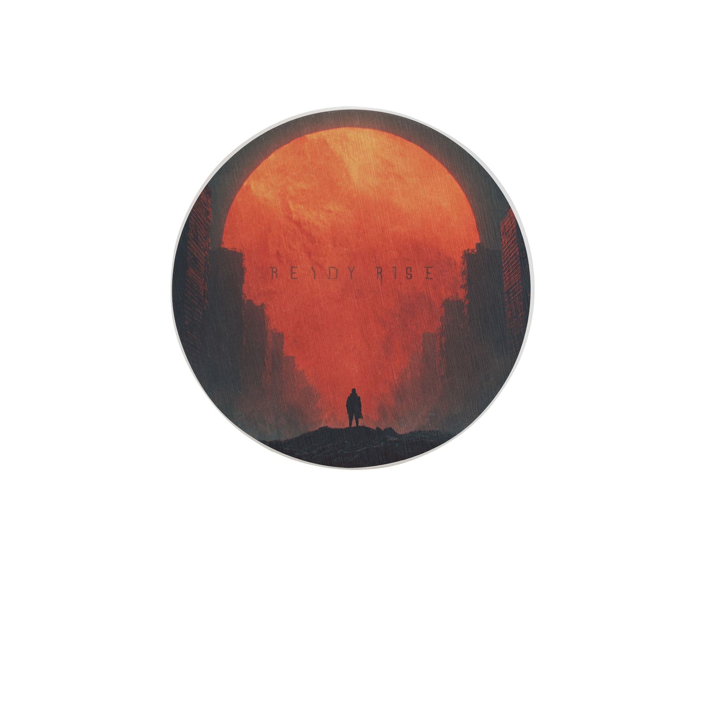 “Ready Rise” Red Sun Silhouette Round Diatomite Coaster – 4" Absorbent Non-Slip Heat-Resistant Cup Mat