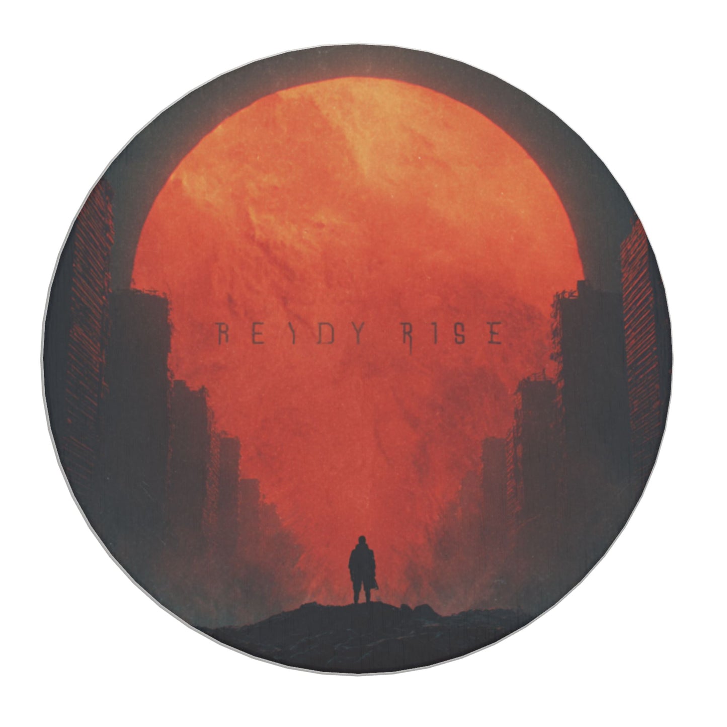 “Ready Rise” Red Sun Silhouette Round Diatomite Coaster – 4" Absorbent Non-Slip Heat-Resistant Cup Mat